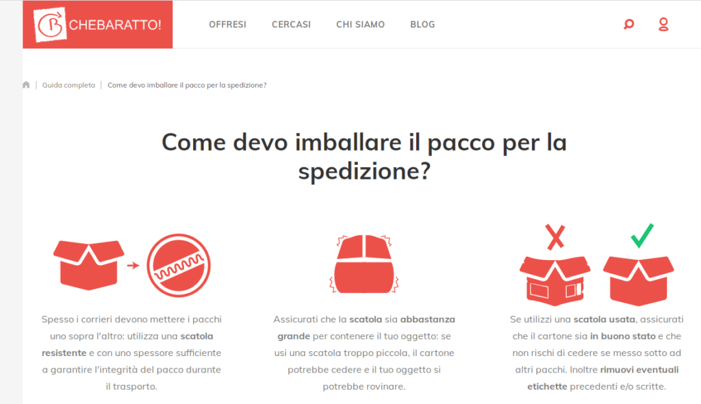 chebaratto come devo imballare il pacco per la spedizione