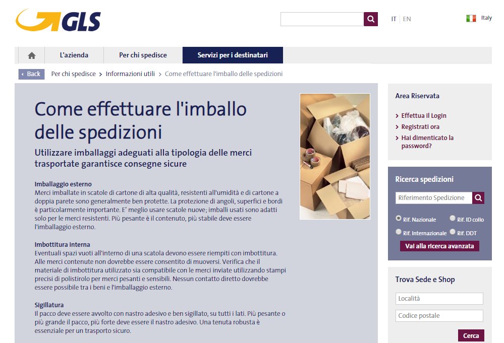corriere espresso gls come effettuare imballo delle spedizioni