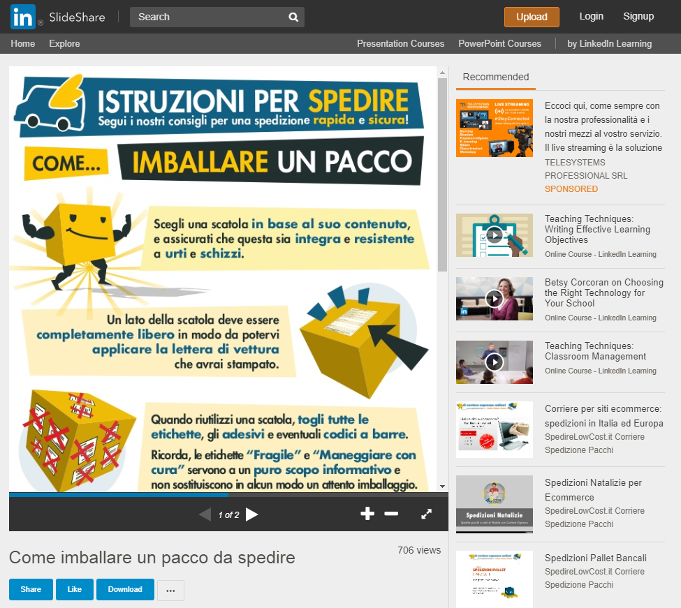 slideshare istruzioni per spedire un pacco