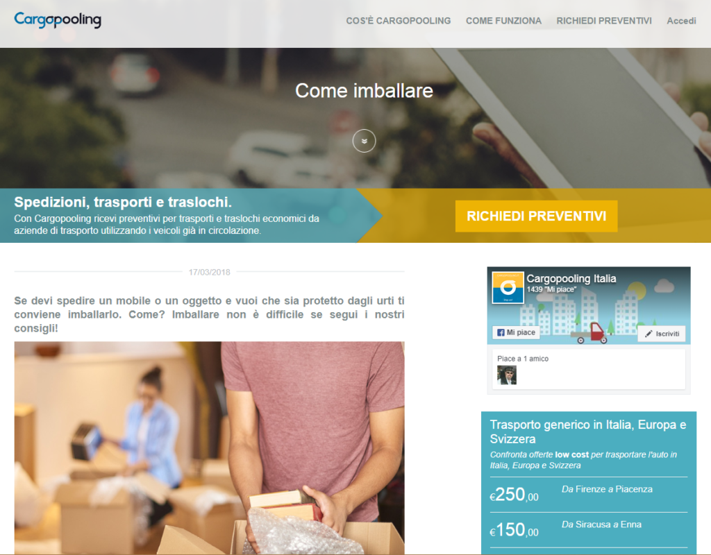 cargopooling come imballare un pacco