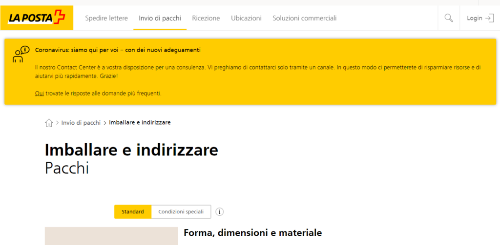 postaCHSA imballare ed indirizzare