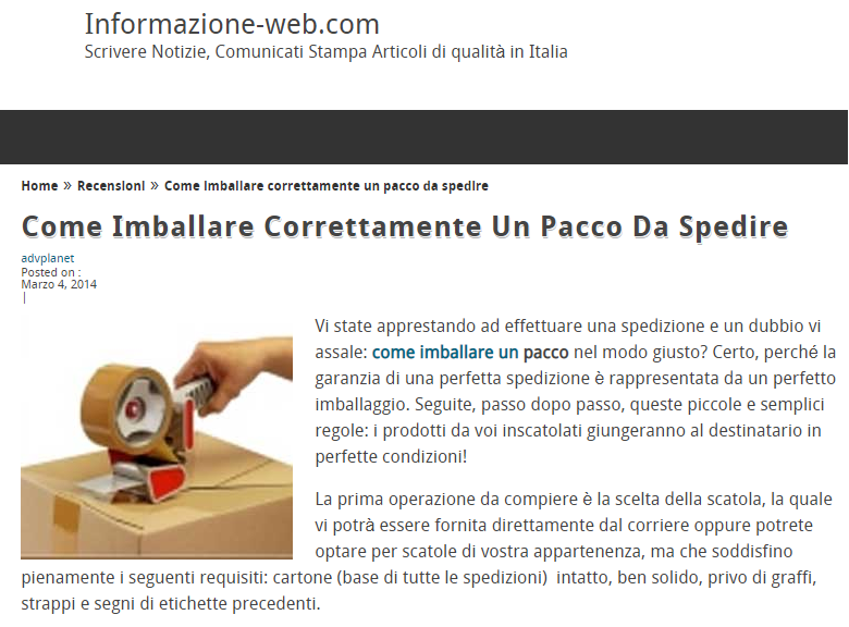 informazione web com come imballare correttamente un pacco da spedire