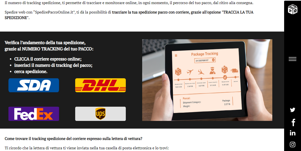 rintracciare pacco online con SpedirePaccoOnline.it