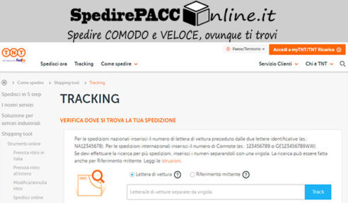 CERCA SPEDIZIONE: verifica dove si trova la tua spedizione con TNT ITALIA