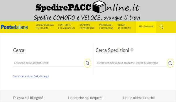 cerca spedizione con tracking poste italiane