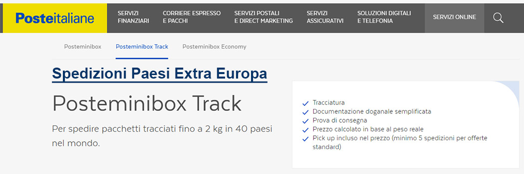posteminibox spedizione piccoli pacchi internazionali poste italiane spedire pacco online spedirepaccoonline