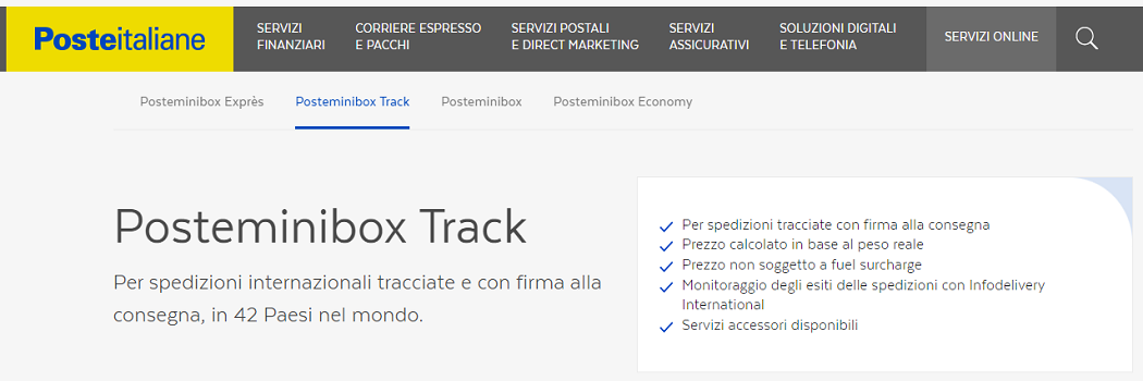 posteminibox spedizione piccoli pacchi internazionali poste italiane spedire pacco online spedirepaccoonline
