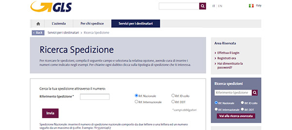 traccia pacco GLS con tracking online spedire pacco online spedirepaccoonline